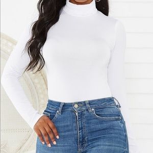 WHITE TURTLENECK BODYSUIT